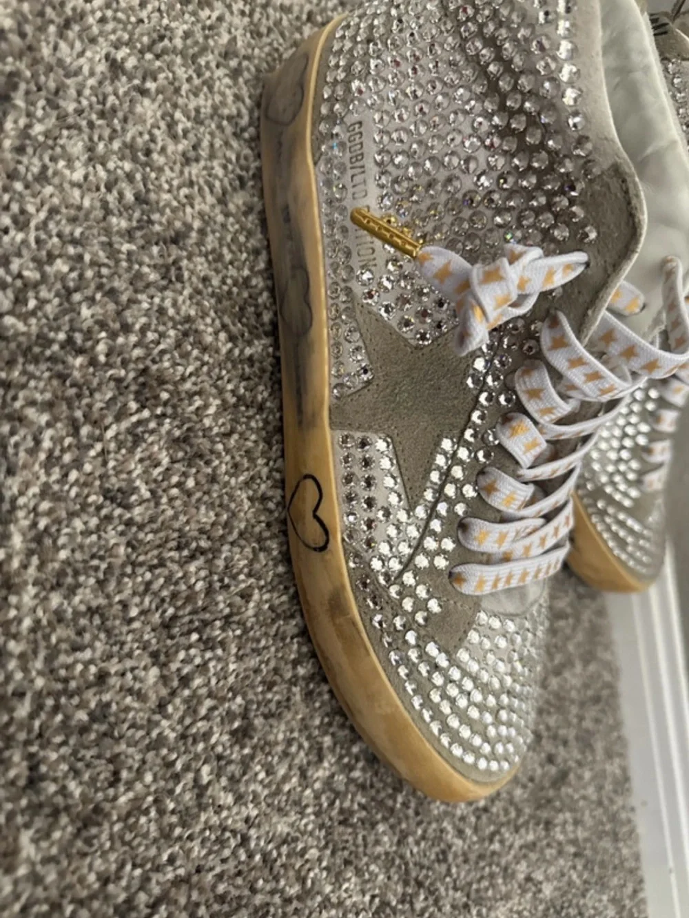 Golden Goose Silver Crystal High-Top Sneakers